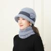 New Autumn and Winter Hat Women's Hat Man Mother Plus Velvet Rabbit Wool Hat Warm Hat Scarf Set