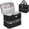 Nail Storage Double Large Holds 40 Nail Bottles Can Store a Nail Nail Tool Bag Box Case, Layer, Capacity, (15ml), Lamp, (Black)