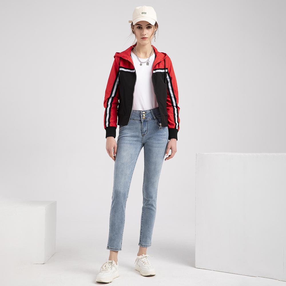 Women’s Jackets Drawstring Hooded Long Sleeve Windcheaters Zip Up Light Weight Trench Coat Windproof Outdoor Hiking Running Sports Outer Wear