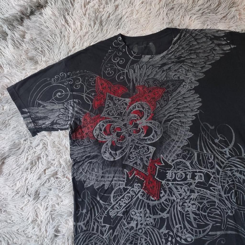 Y2K Style Gothic Affliction Distressed Cotton Shirt Oversized Punk Graphic Print Washed Soft Round Neck Tee Retro Short sleeve