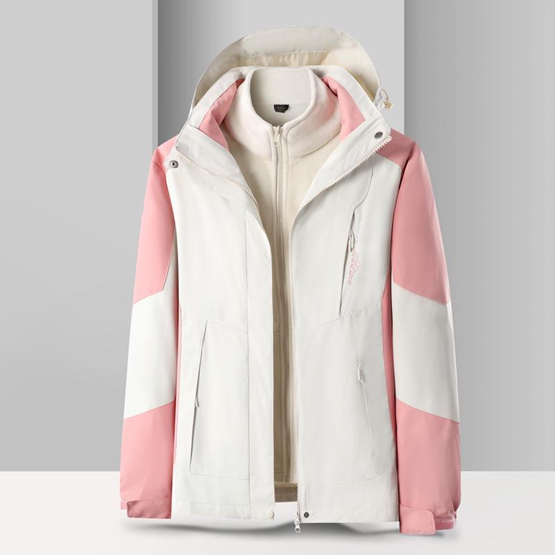 Unisex 3-in-1 Fleece-Lined Jacket Set, Detachable and Customizable with Logo