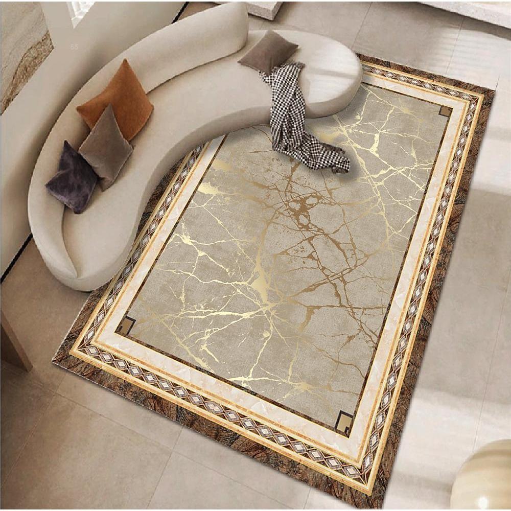 Luxus Stil Schwarz Gold Teppich Große Fläche Wohnzimmer Dekoration Schlafzimmer für Teppiche Rutschfest Anpassbar Ankleidezimmer Weiche Bodenmatte