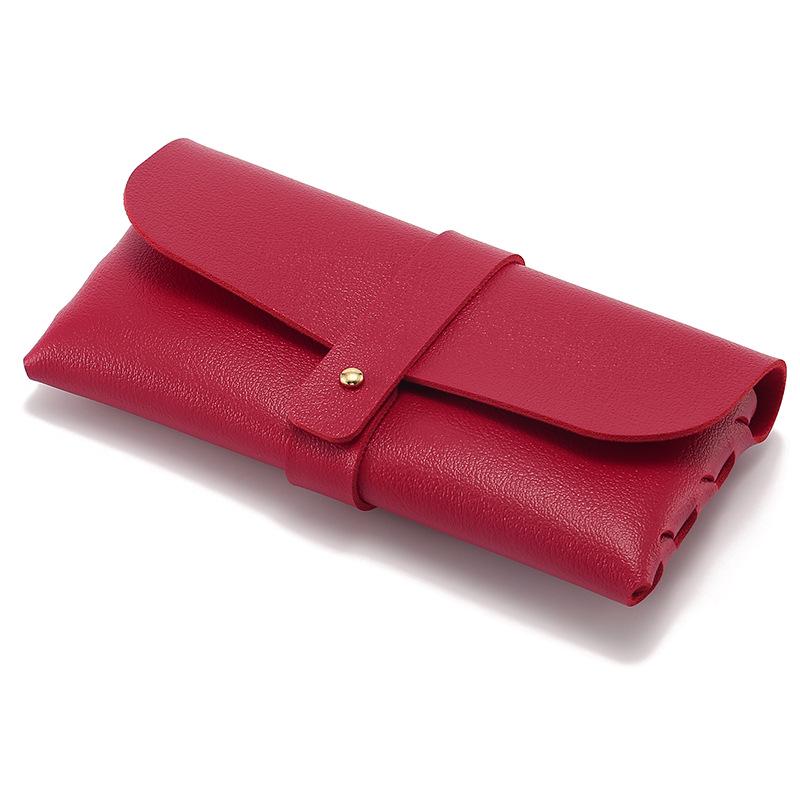 Black Leather Eyeglass Case, PVC Snap Button Soft Case with Logo Printing Option for Sunglasses.