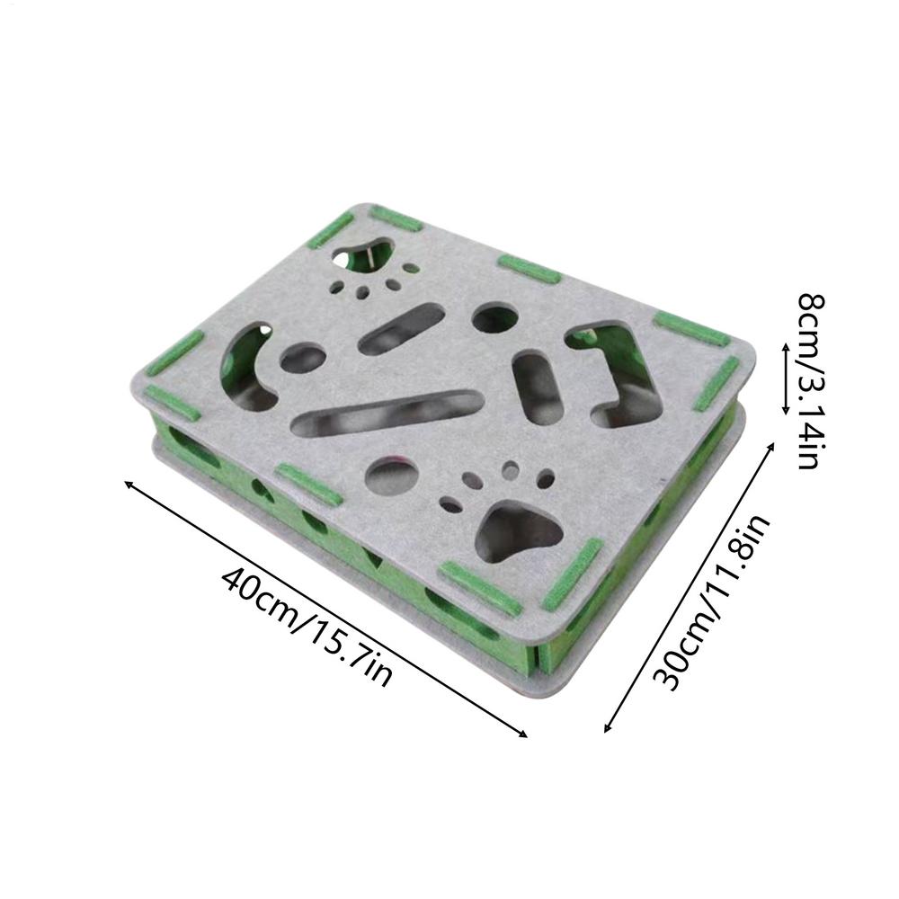 

Cat Scratch Puzzle Box Silent Trimmer Interactive with 2 Bell Balls Felt Cat Scratch Enrichment Puzzle Box for Kitten Dog Small серый