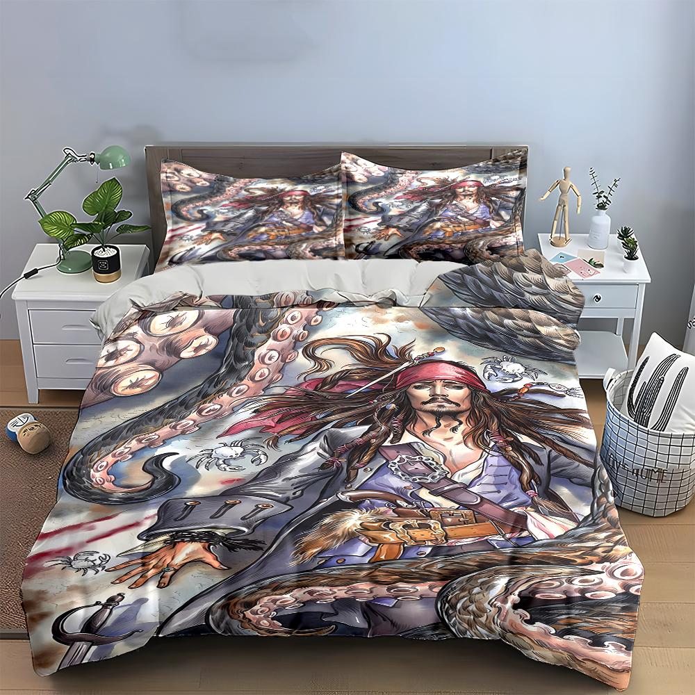 Pirate Design Bedding Set with Octopus Theme Bedding set (1 duvet cover, 2 pillowcases, duvet not included)