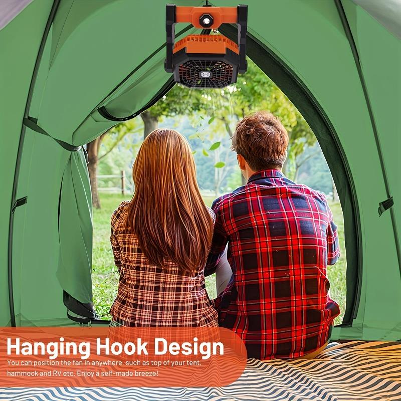 Stay Cool Anywhere Portable USB Outdoor Fan With Infinite Speed Control Strong Wind Rechargeable Battery & Lighting for Outdoor