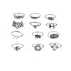 New Retro Alloy Set Leaf Fox Elephant Ring 12-piece Set