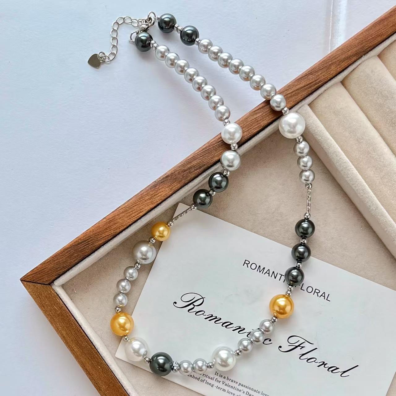 

Vintage Design Sense Faux Crystal Pearl Clavicle Chain Necklace