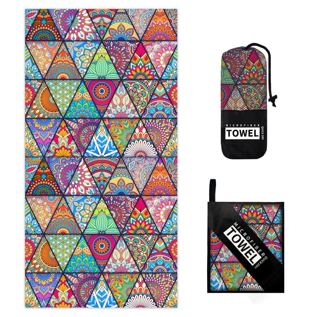 Double-sided Pile Beach Towel Microfiber Printed Sports Towel Absorbent Bath Towel