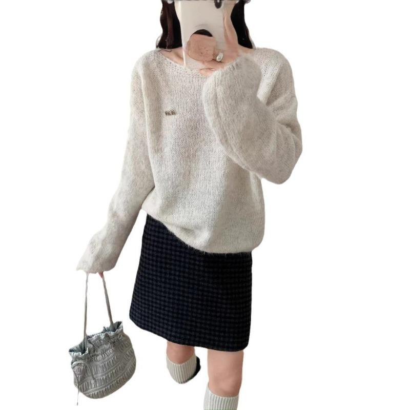 Spring new loose soft waxy thin lazy wind knitted sweater top gentle wind sweater pullover woman