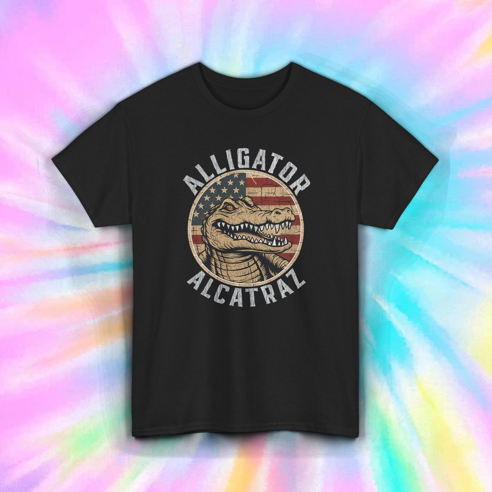 Alligator Alcatraz Shirt Florida Gator USA Flag Swamp Retro Souvenir Tee S-5XL XXXL