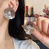 Real gold electroplated flower zircon earrings, European and American exaggerated high-end studs, atmospheric fashion design earrings