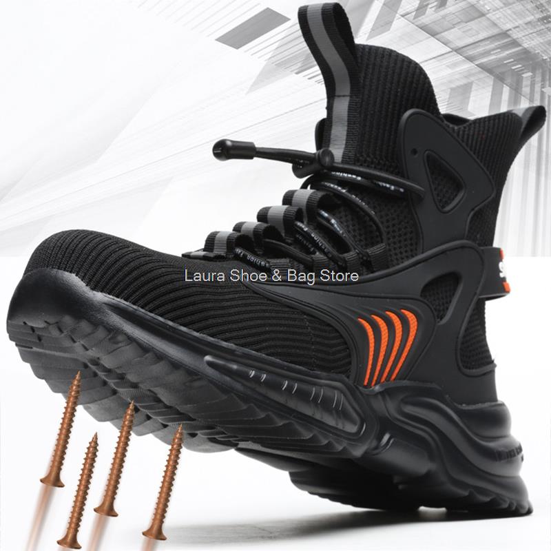 Fashion Fashion Work Safety Boots Men's Working Shoes Steel Toe Kevlar Puncture Proof Work Sneakers Men Safety Shoes High Top Work Boots