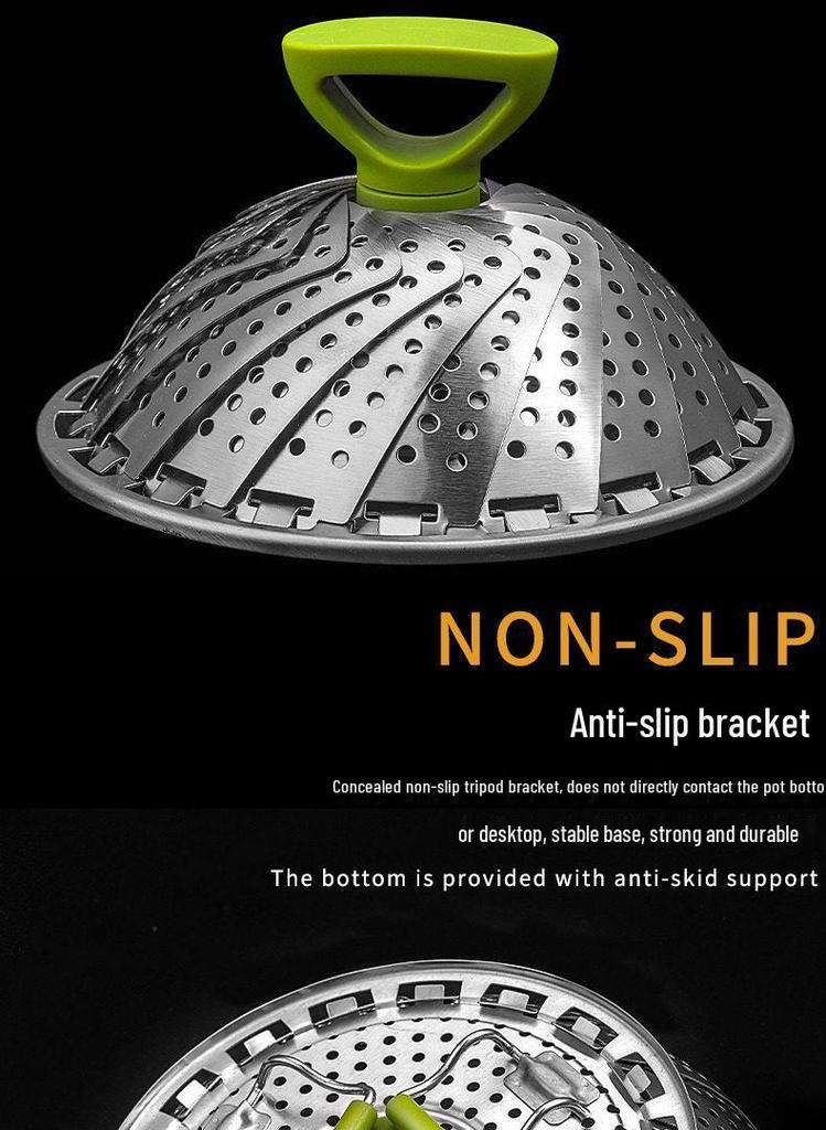 Stainless Steel Foldable Steamer Basket for Vegetables and Bread Cooking