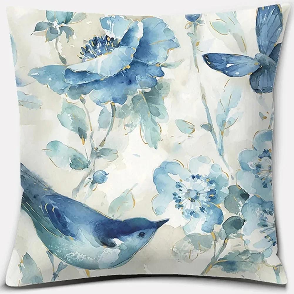 

Наволочка с рисунком цветов и птиц, квадратная наволочка для украшения домашнего офиса 66x66cm бордовый