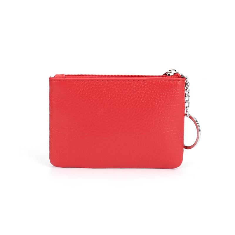 

Кожаный кошелек для монет, мини-брелок для хранения ключей, большой вместительный кошелек для монет из коровьей кожи Baotou, на молнии, маленький кошелек красный