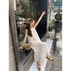 Women's Halter Sleeveless A Line Maxi Dress Loose Embroidery Cotton Romantic Vacation Princess Long Dress
