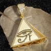 Brass Full CZ Horus Eye Pyramid Pendant Gold Plated Egyptian Symbol Hip Hop Jewelry