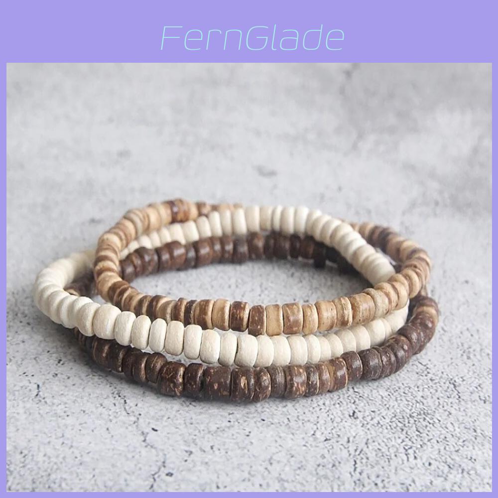 Handcrafted Geometric Coconut Shell Beaded Bracelets For Men And Women With Multilayer Design