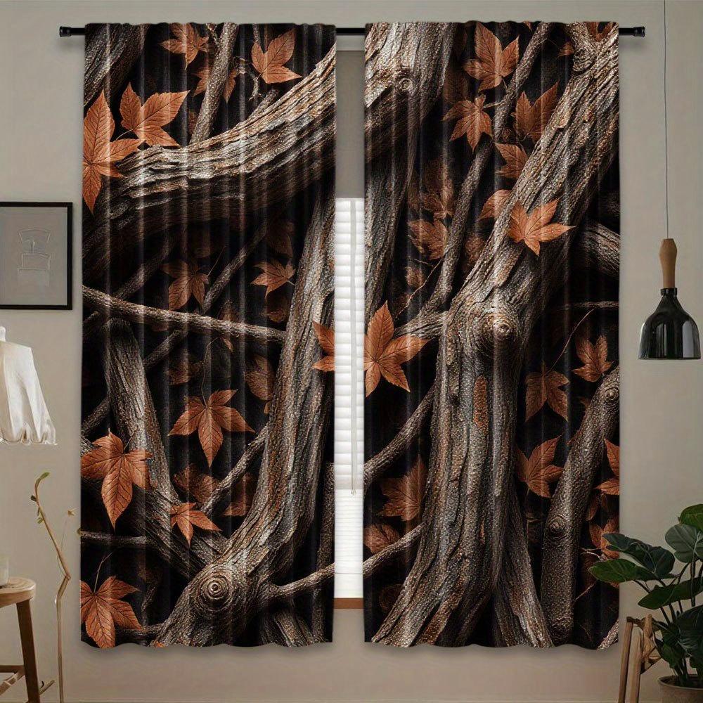 

Sheer Hunting Camouflage Forest Print Curtains Design Durable Polyester Privacy Enhan Curtain Set Of 2 Made With Rod Pocket Washable W100*H70(CM)-Hooks&1PCS