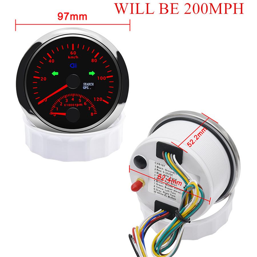 Car Truck Boat 85mm Digital Red Backlight GPS Speedometer w/Tachometer 0-200MPH
