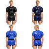 Combinaison Brillante Imperméable pour Homme S-3XL Manches Courtes Fermeture Éclair Dorsale Bande Élastique Combinaison Une Pièce pour Tenue de Boîte de Nuit et Soins d'Incontinence pour Adultes