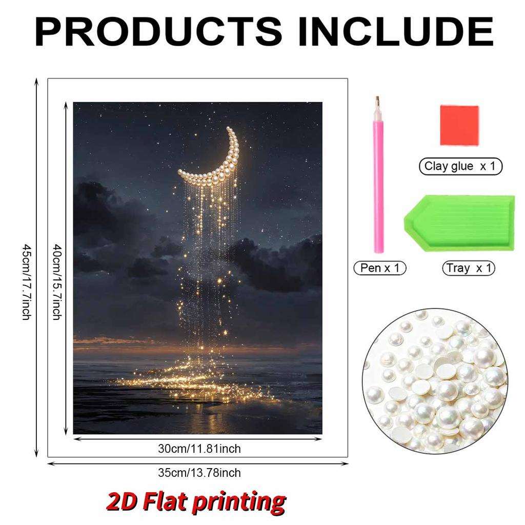 Pearl DIY The Falling Moonlight Art Kits 15.7x19.6inch Gem Art Pearl Painting Kits Without Frame for Adults Gift Idea Home Wall Decor