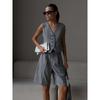 Spring Summer Women's Vest Waistcoat Suit Set V Neck Single Breasted Vest + Straight Suit Shorts Fashion Casual Outfit European American Style