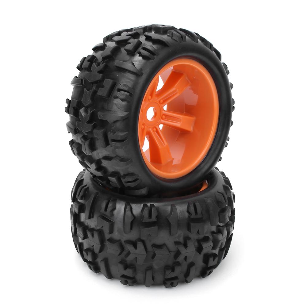 

2Pcs Wheels Hubs Tyre Rubber Tires Accessory Fit for ZD Racing 8477 18 Scale RC CarOrange