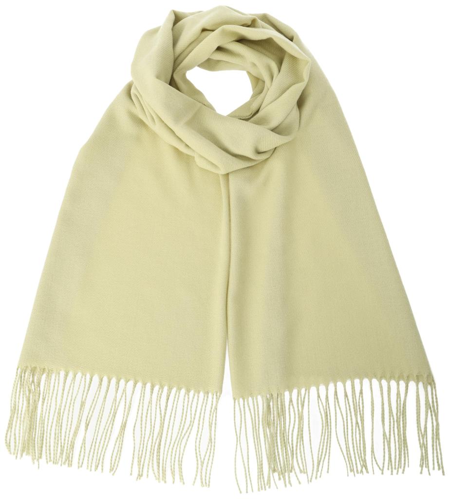 [Kuko] Cashmere-touch yarn-dyed twill plain scarf for women 2353122555 LGreen (361)