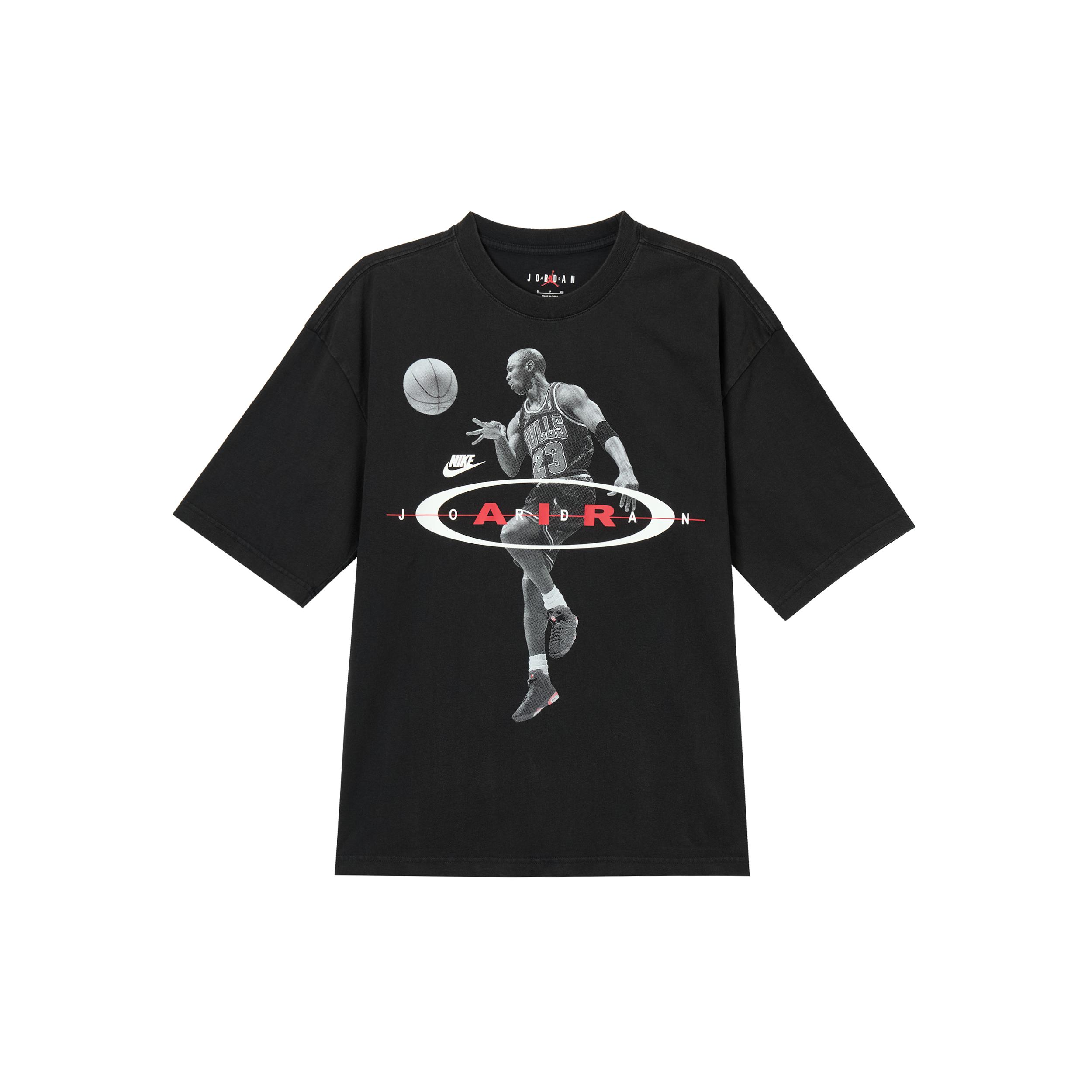 Jordan Air T Shirts Men s Black Crew Neck Moderate IF1805-010 2XL