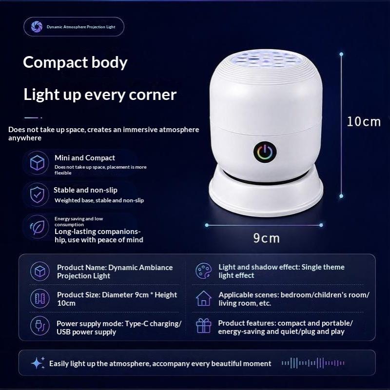 Led Starry Ocean Projection Light 360°Rotating Dynamic Night Light Usb Plug-In Creative Birthday Gift For Preferred Bedroom Lamp