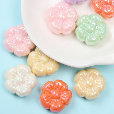 10 peças Contas Soltas Acrílicas Flor de Ameixeira Para Fazer Pulseiras Brincos 19,5mm Acessórios de Joalheria DIY Galvanoplastia Colorida UV
