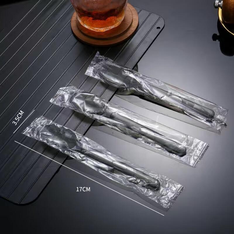 ZISIZ Disposable Black Dessert Fork Spoon