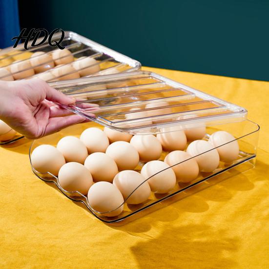 Double Layer Egg Organizer for Kitchen Stackable Storage Box 7 Degree Gentle Slope Design Compact Holder Pantry Transparent Plastic Container