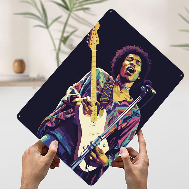 Jimi Hendrix Colorful Portrait Poster Customized Wall Art Vintage Metal Signs Retro Tin Plaque for Man Cave Decoration Room Home