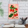 2D Flat, Pink Strawberry Plant Aluminum Sign - Retro Fruit Garden Wall Decor Kitchen Decor, Pantry, Garden Decor, Farmhouse Decor, Cottage Decor