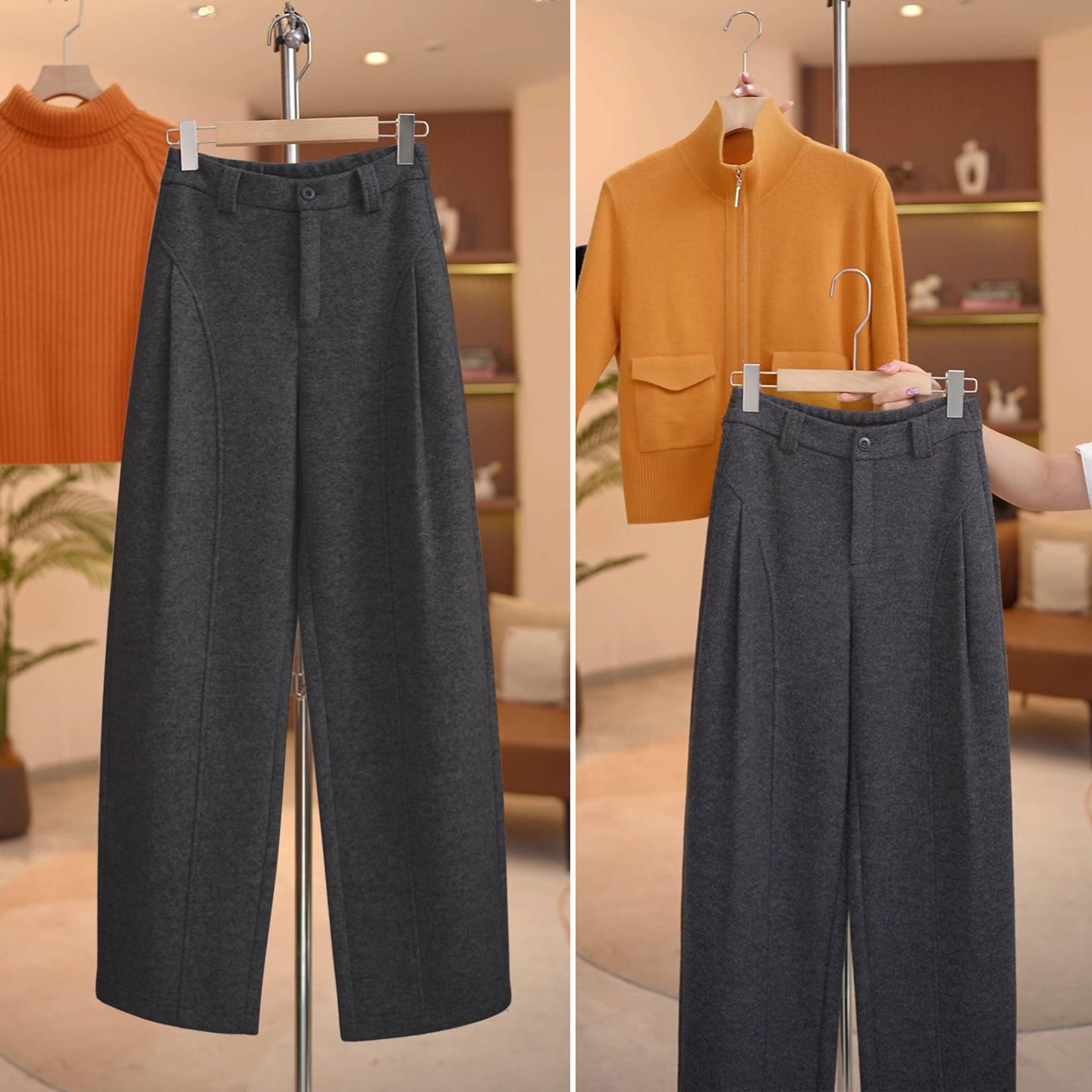 

Women s Plus Velvet Thickened High Waist Straight Leg Pants - 2025 Autumn/Winter Warm Accordion Wide Leg XL /29 [Recommended for 115-125 lbs]