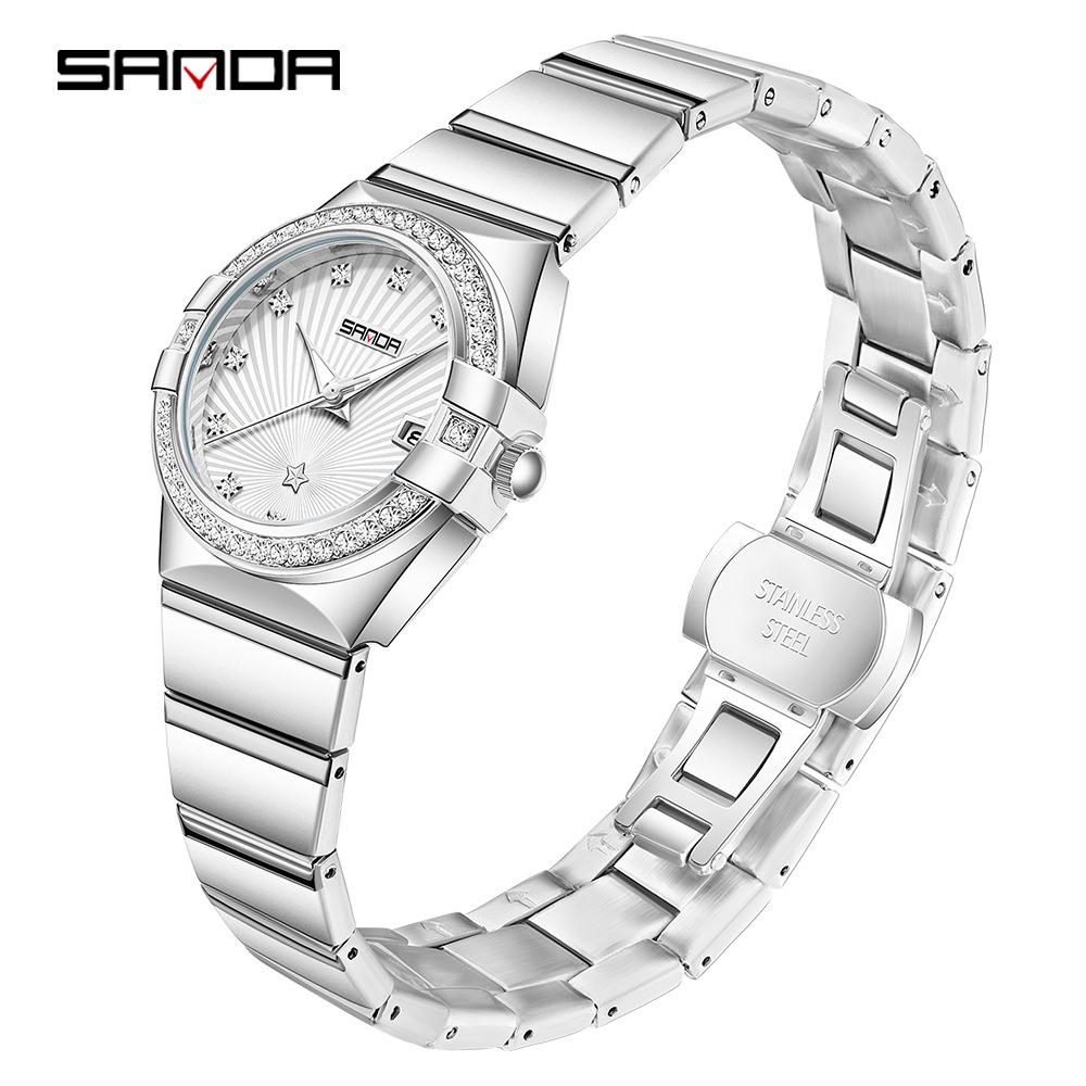 Sanda Women's Luxury Thin Mother-of-Pearl Dial Quartz Watch - Trendy, Waterproof, Casual, Business Wristwatch
