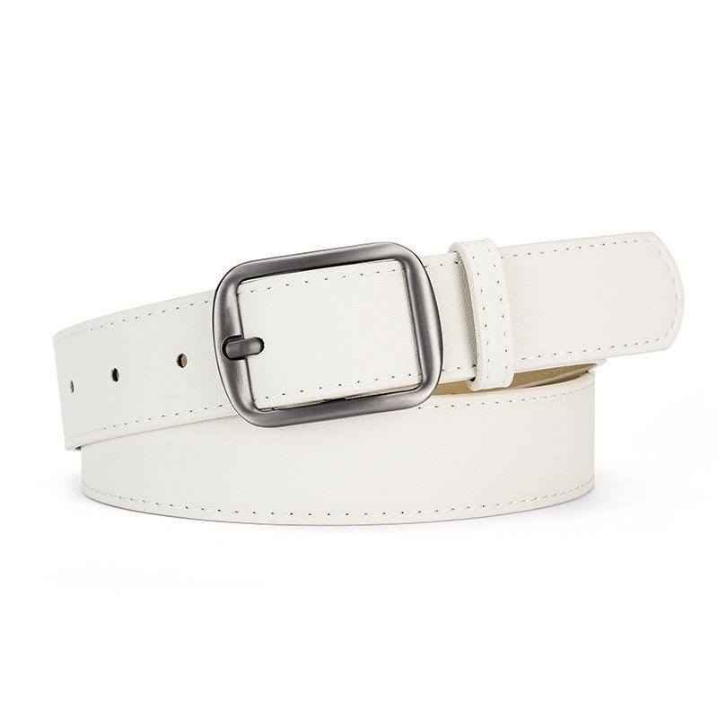Versatile Matte Silver Korean-Style Leather Belt: Unisex, High-End Accessory for Jeans & Pants