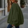 Suéter Holgado de Color Sólido para Mujer Chaqueta Cárdigan Tejida con Cuello en V