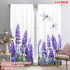 2pc  2D plane printing Light Filtering Curtains Lavender and Butterflies Versatile Durable Polyester (without rod) Decorations