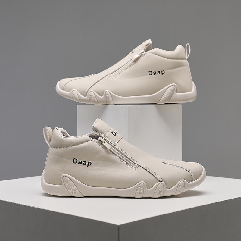 

Обувь для мужчин Лоферы Мягкая подошва Молния Удобная повседневная обувь для вождения Дышащая кожа Модные туфли на плоской подошве De Charol 44 бежевый