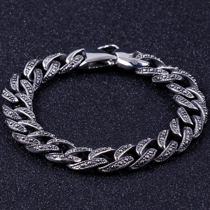 Brățară cubaneză din oțel inoxidabil 316L, 12 mm lățime, lanț cubanez, pentru bărbați, vintage, brățări pentru bărbați, bijuterii Viking, brățară, cadouri de ziua de naștere pentru iubitul