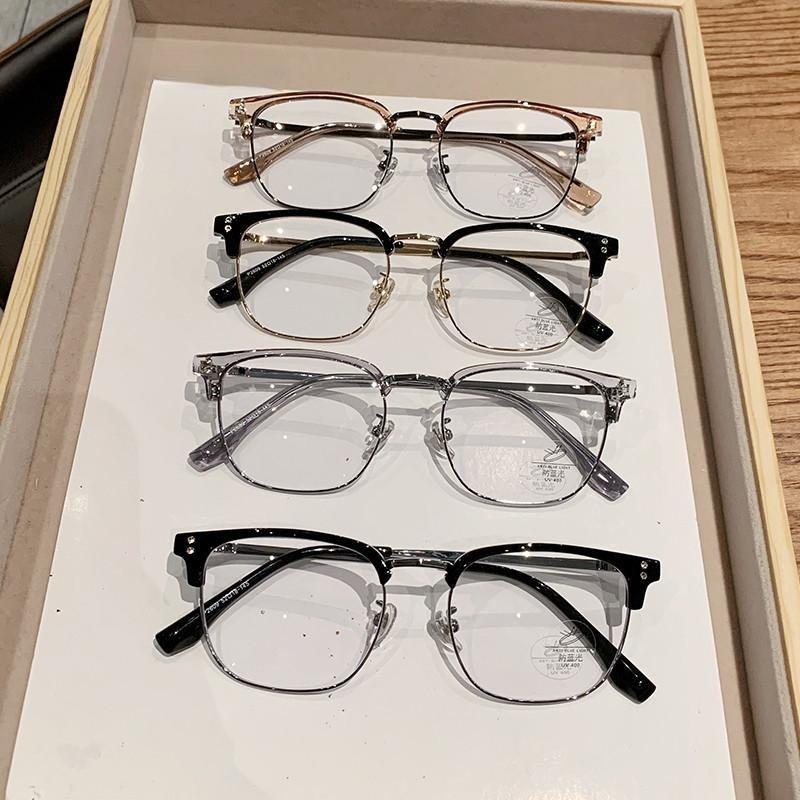 2026 new square glasses women's men's business leisure eyebrow frame glasses frame anti-blue light eye protection flat light glasses