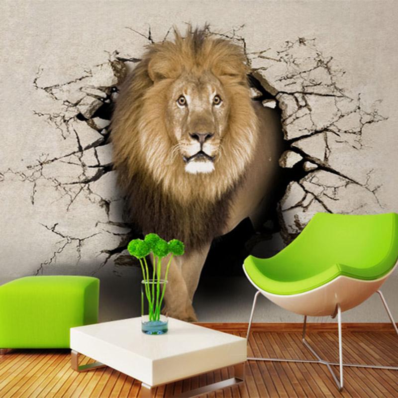 3D Embossed Lion Murals Wallpaper KTV Bar Cafe Background Kids' Room Wall Papers Brick Wall Mural