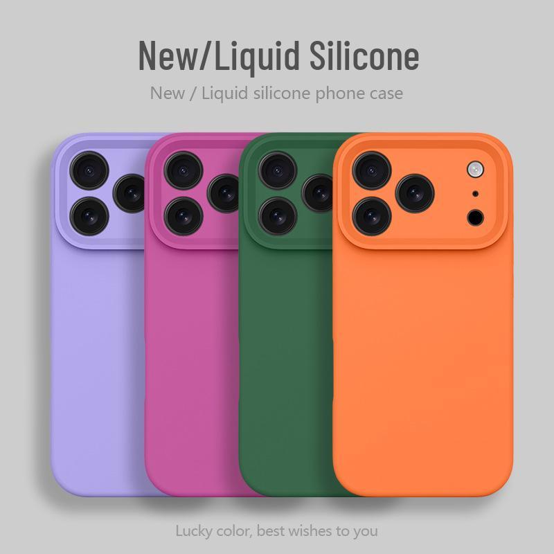 Liquid Silicone Airbag Drop-Proof Phone Case for Apple 17Promax - Solid Color, Fine Hole Design for Women