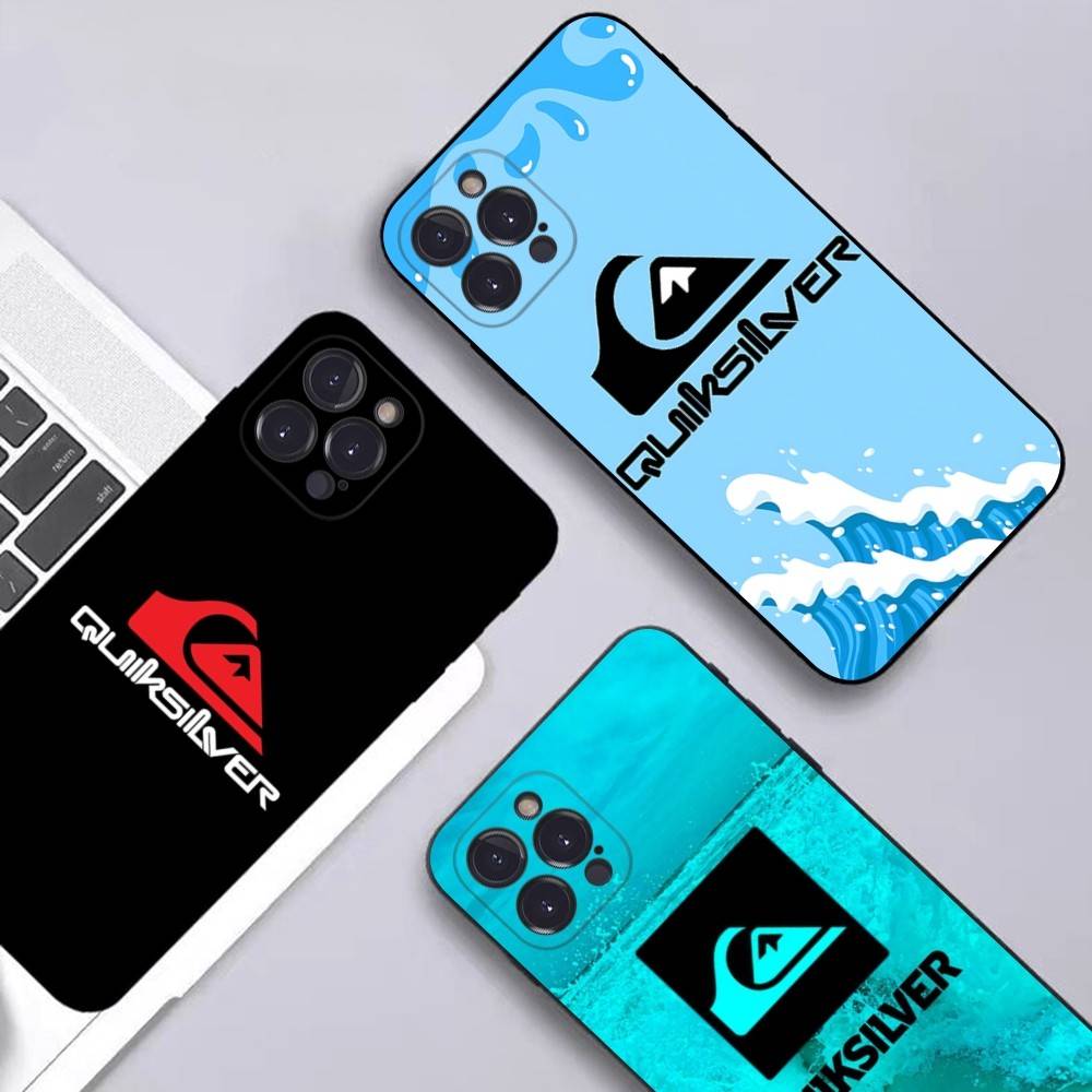 Q-QuiksilverS LOGO Phone Case For IPhone 17 16 15 14 13 12 11 Pro Max Plus Mini Soft Black Cover