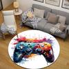 Elegant Round Minimal Multicolor Area Rug, Non-Slip Floor Mat for Living Room