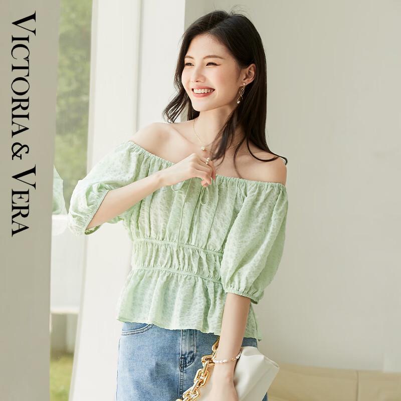 

VICTORIA&VERA Women s Off-Shoulder Chiffon Blouse L